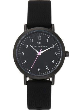 Women's Black Silicone Strap Easy to Read Analog Large Face Stylish Wrist Watch